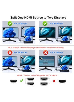 ELIKLIV HDMI Splitter for Dual Monitors, HDMI Splitter 1 in 2 Out, HDMI Splitter 4K Ver1.4 Support 4K 3D Full HD 1080P Compatible/PS4/PS3/Blu-ray Player/MacBook/HDTV (1 Source to 2 Displays)  - Image 5