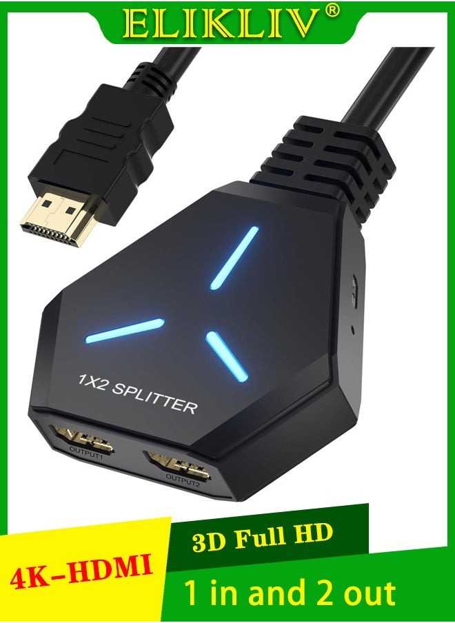 ELIKLIV HDMI Splitter for Dual Monitors, HDMI Splitter 1 in 2 Out, HDMI Splitter 4K Ver1.4 Support 4K 3D Full HD 1080P Compatible/PS4/PS3/Blu-ray Player/MacBook/HDTV (1 Source to 2 Displays)  - Image 1