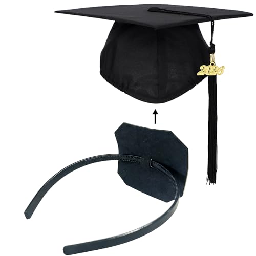 Zeyoy Graduation Cap Headband Insert Adjustable AntiFall Hair Band for Securing Grad Cap Firm Hat Accessories for Graduates 1 Black - Image 1