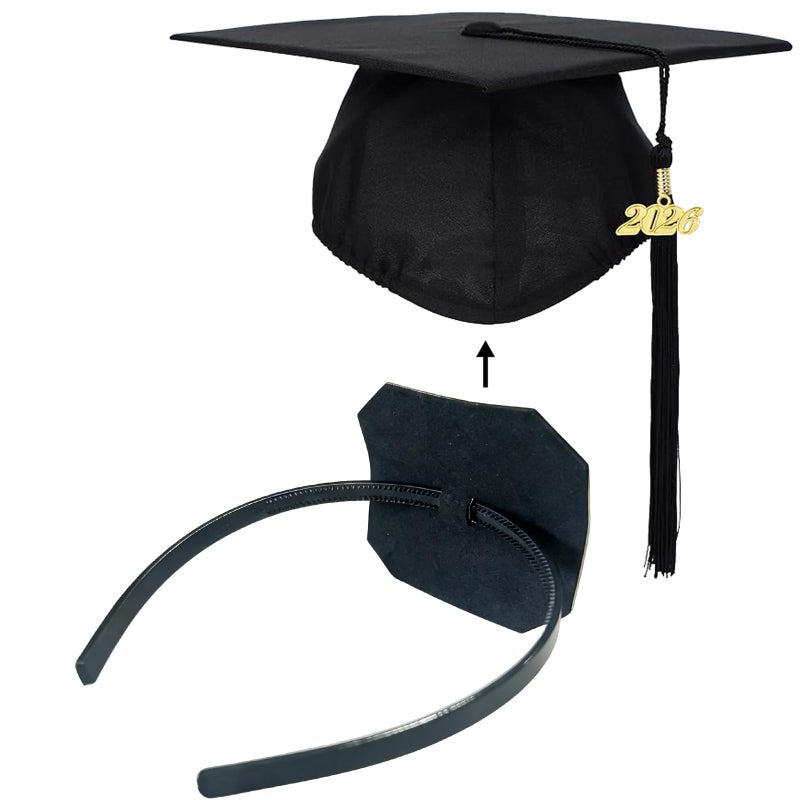 Zeyoy Graduation Cap Headband Insert Adjustable AntiFall Hair Band for Securing Grad Cap Firm Hat Accessories for Graduates 1 Black - Image 3