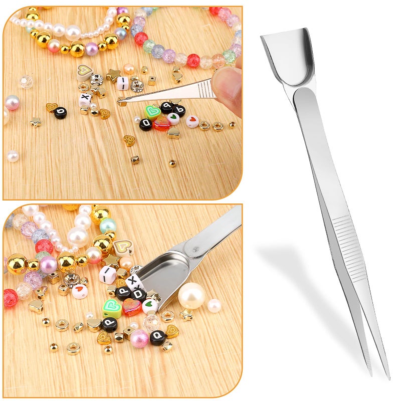 salbsever 3Pcs Grabber Tool Holder Set Jeweler's Pick Up Sprinkle Pen Jewelry Tweezers 4 Claw Piercing Ball with Prongs Diamond Claw Precision Stainless Steel For Tiny Objects IC Chip Electronic Components - Image 3
