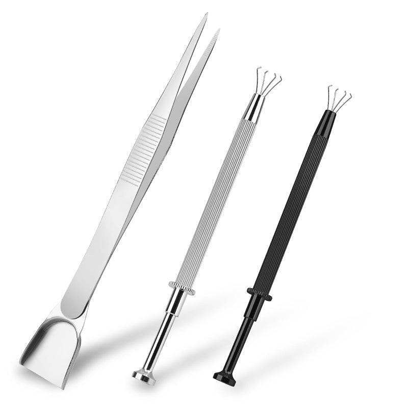 salbsever 3Pcs Grabber Tool Holder Set Jeweler's Pick Up Sprinkle Pen Jewelry Tweezers 4 Claw Piercing Ball with Prongs Diamond Claw Precision Stainless Steel For Tiny Objects IC Chip Electronic Components - Image 1