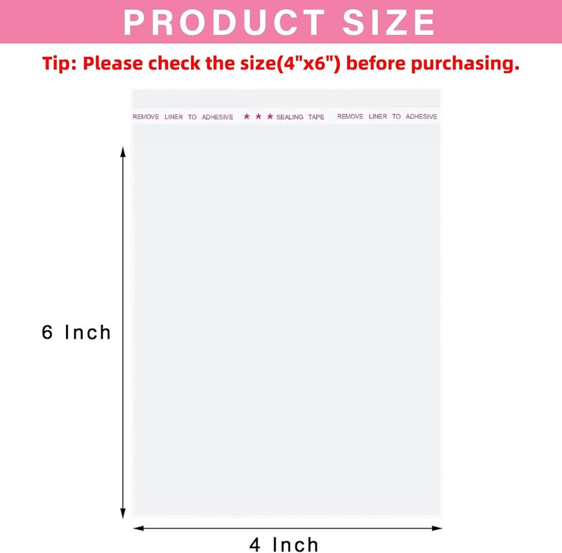 Morepack Clear Self Sealing Cellophane Bags,4x6 Inches 200 Pcs Cookie Bags Resealable Cellophane Bag for Packaging Cookies,Gifts,Favors, Products,Candy - Image 2