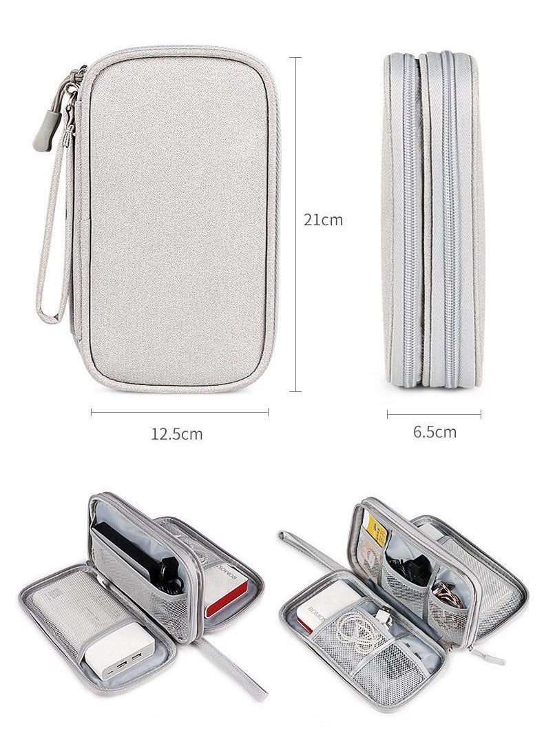 Portable Dual-layer Storage case, Capable of holding Data Cables, Chargers, Headphones, Power Banks, Mobile Phones, and USB Drives.  - Image 1