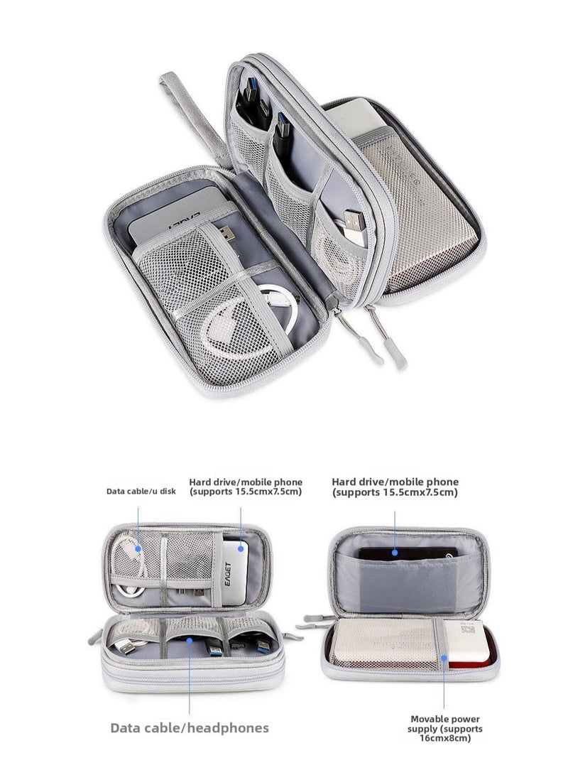 Portable Dual-layer Storage case, Capable of holding Data Cables, Chargers, Headphones, Power Banks, Mobile Phones, and USB Drives.  - Image 2