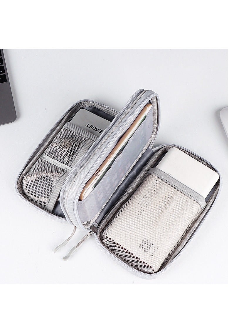 Portable Dual-layer Storage case, Capable of holding Data Cables, Chargers, Headphones, Power Banks, Mobile Phones, and USB Drives.  - Image 5