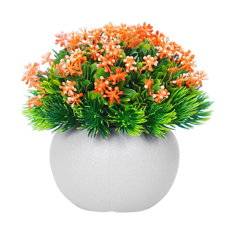 Dekorly Plastic Artificial Flower Plants with White Pot|Flower Plants for Home Office Decor|Bedroom, Living Room, and Balcony Decor|Pack of 4 - Image 4