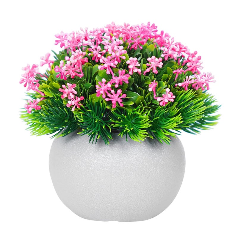Dekorly Plastic Artificial Flower Plants with White Pot|Flower Plants for Home Office Decor|Bedroom, Living Room, and Balcony Decor|Pack of 4 - Image 5