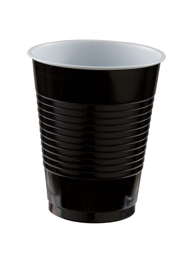 Amscan Big Party Pack Plastic Cups, 50 Count (Pack Of 1), Jet Black - Image 1