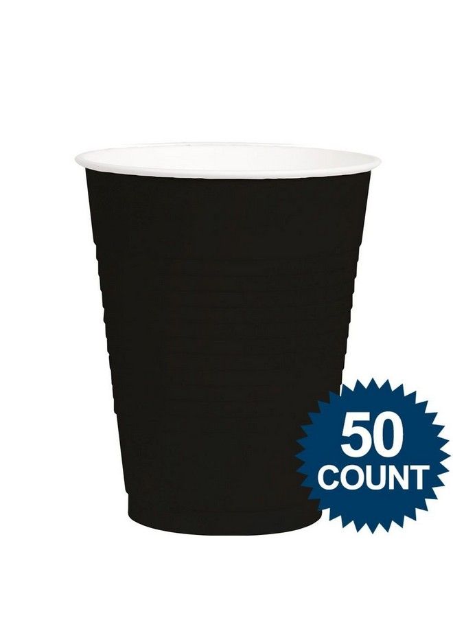 Amscan Big Party Pack Plastic Cups, 50 Count (Pack Of 1), Jet Black - Image 3
