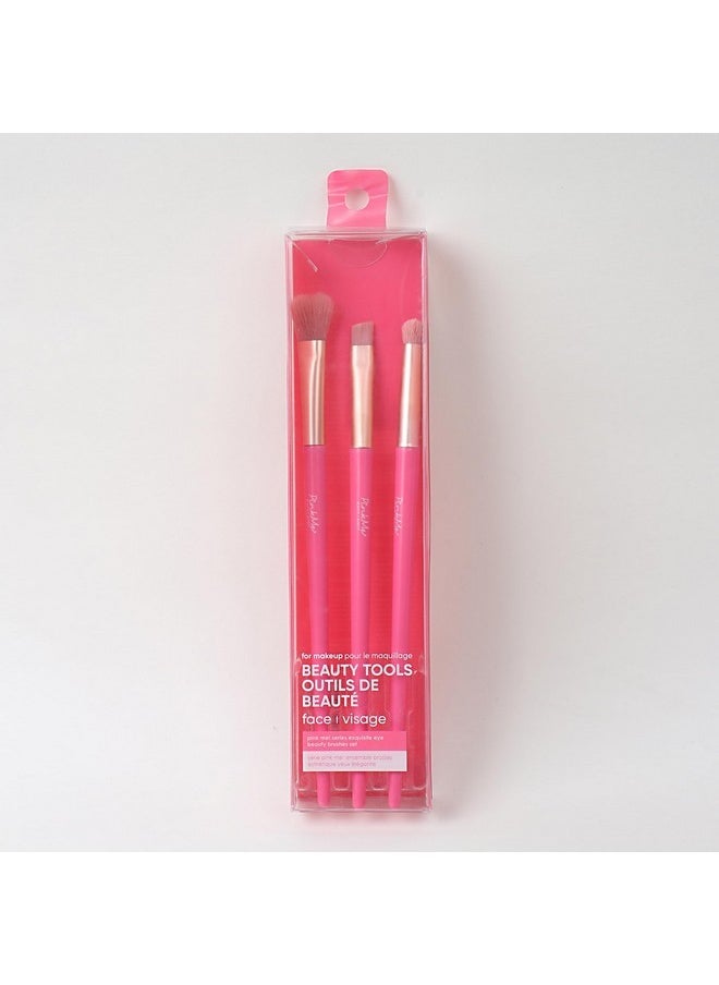 Miniso - Exquisite Eye Makeup Brush Set 3-In-1, Pink Me! Series Beauty Brushes Set - Image 1