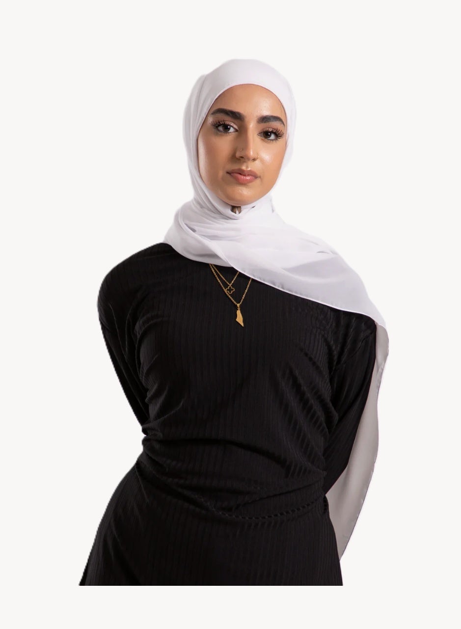 PERFECTORY Women Lightweight Solid Chiffon Hijab Shawl Soft Premium Abaya Shawl Wrap Scarves, Long Bridal Hijab Scarf- White