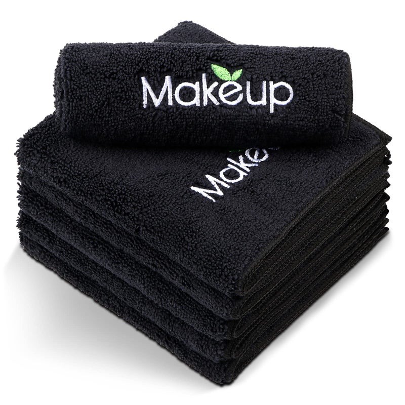 Orighty Microfiber Makeup Remover Cloths - Super Soft, Quick Dry Face Towels for Cleansing, 13 x 13 Inch, 6 Count, Black - Image 1