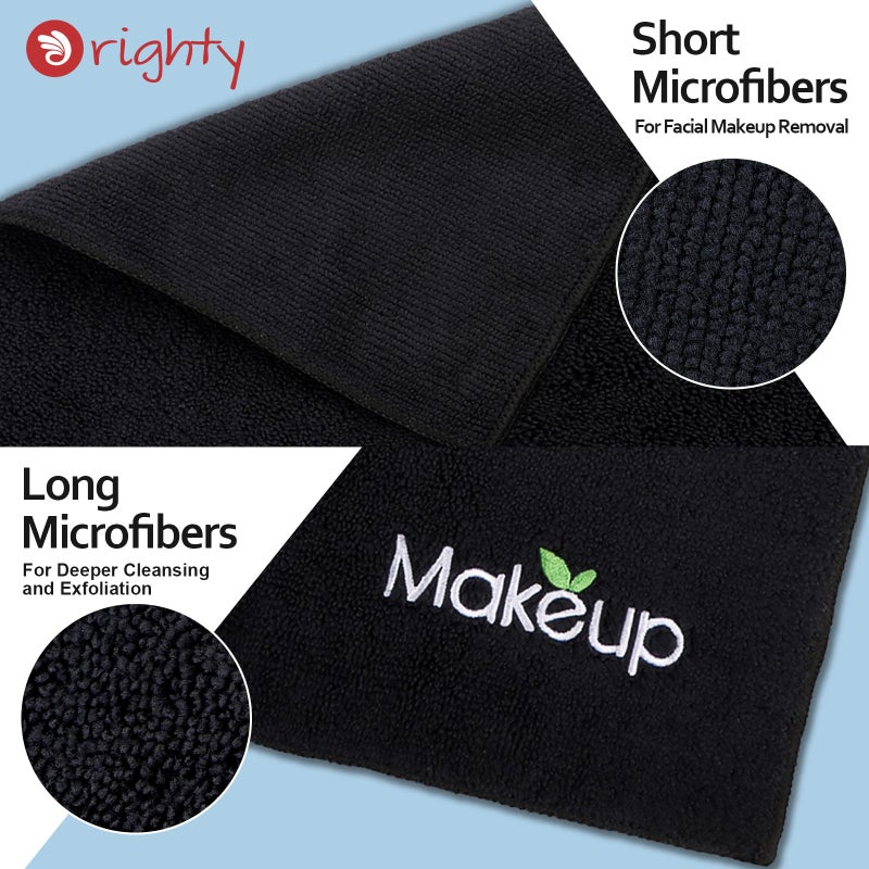 Orighty Microfiber Makeup Remover Cloths - Super Soft, Quick Dry Face Towels for Cleansing, 13 x 13 Inch, 6 Count, Black - Image 3