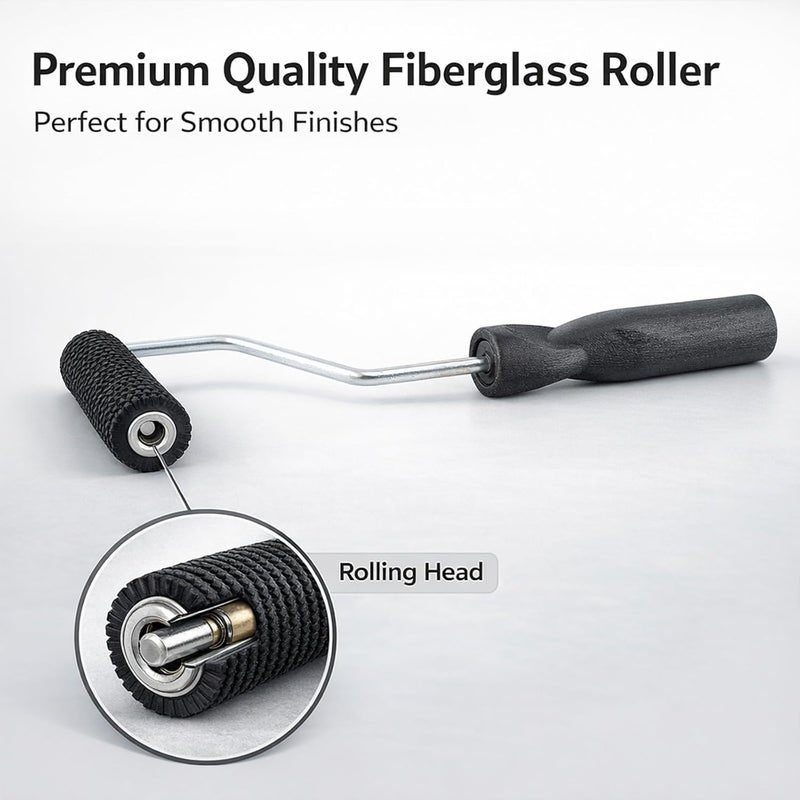 Fiberglass Laminating Roller, Hand Tool Diameter 22x75mm, Faux, Lightweight 4.9oz - Ergonomic Wooden Handle, Bubble Removal Efficiency, Ideal for FRP Industry Use - Image 2