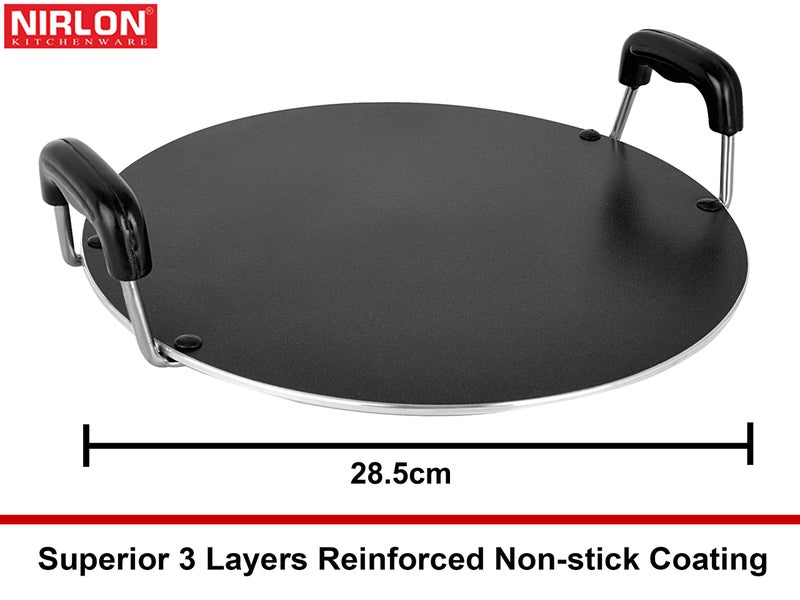 Nirlon Non-Stick Aluminium Kitchen Cookng Essential Combo Set, Tapper Pan, Round tawa - Image 2