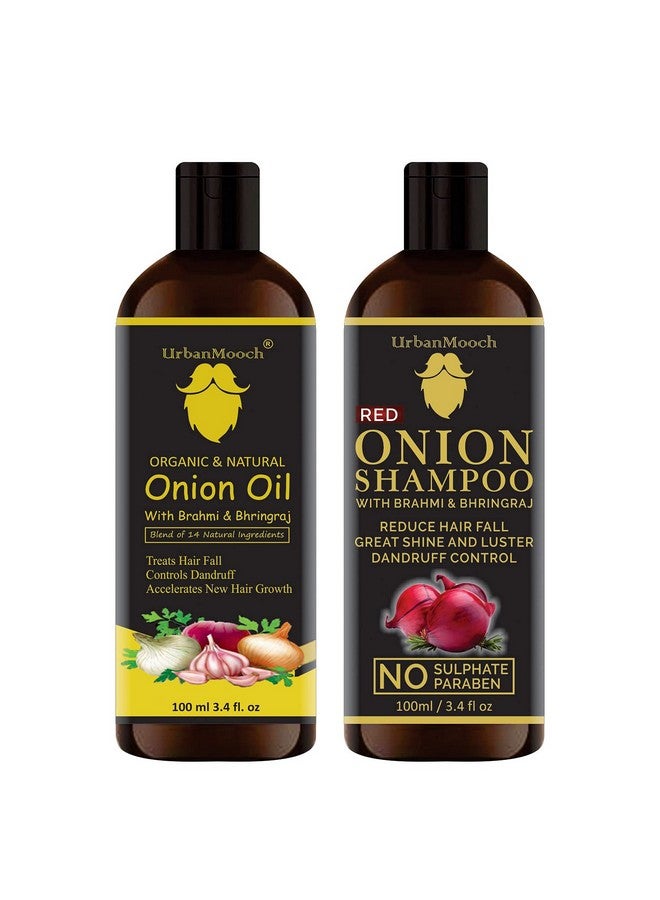 UrbanMooch Premium Onion Hair Oil And Shampoo Combo Pack Of 2 Bottles Of 100 Ml (2 Items In The Set)