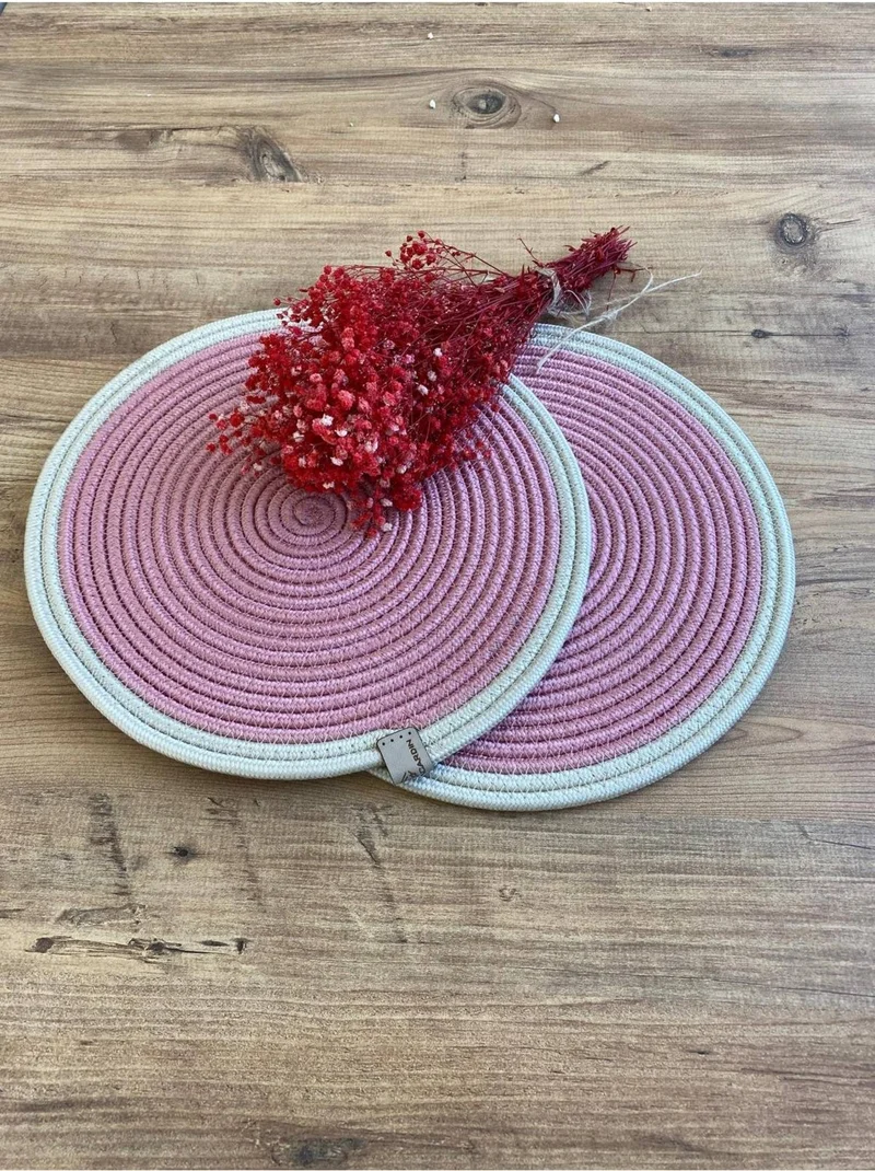 BDZ Deri BDZ Leather Wicker Jute Presentation Plate Mat American Service 2 Piece