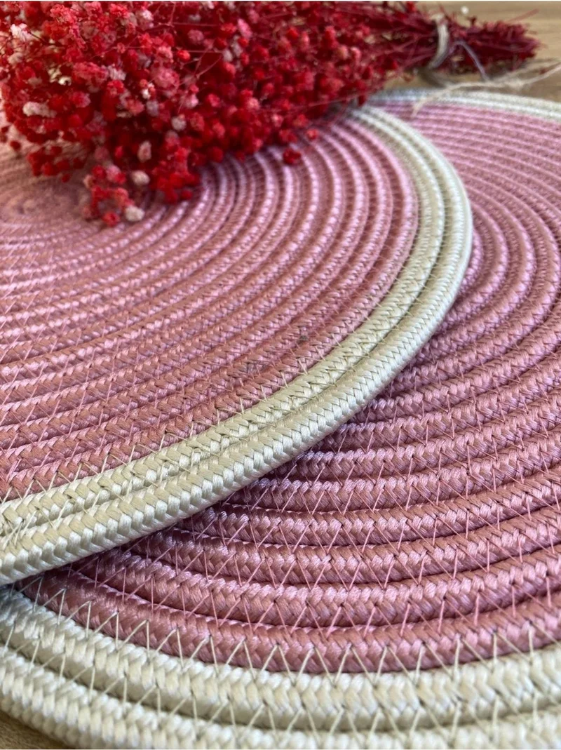 BDZ Deri BDZ Leather Wicker Jute Presentation Plate Mat American Service 2 Piece
