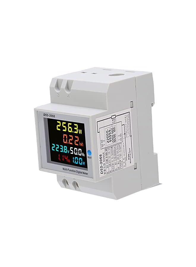 promass Single Phase Energy Meter Tester Rail Electricity Usage Monitor AC 40-300V 100A LCD Voltmeter Ammeter Voltage Amps Watt Kwh Frequency Power Factor Meter Multimeter - Image 2