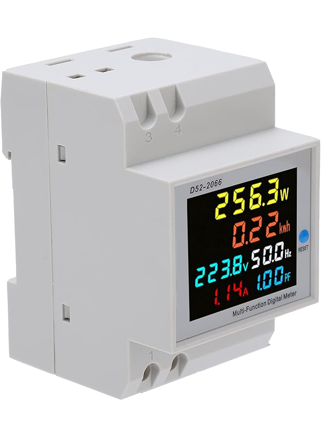 promass Single Phase Energy Meter Tester Rail Electricity Usage Monitor AC 40-300V 100A LCD Voltmeter Ammeter Voltage Amps Watt Kwh Frequency Power Factor Meter Multimeter - Image 1