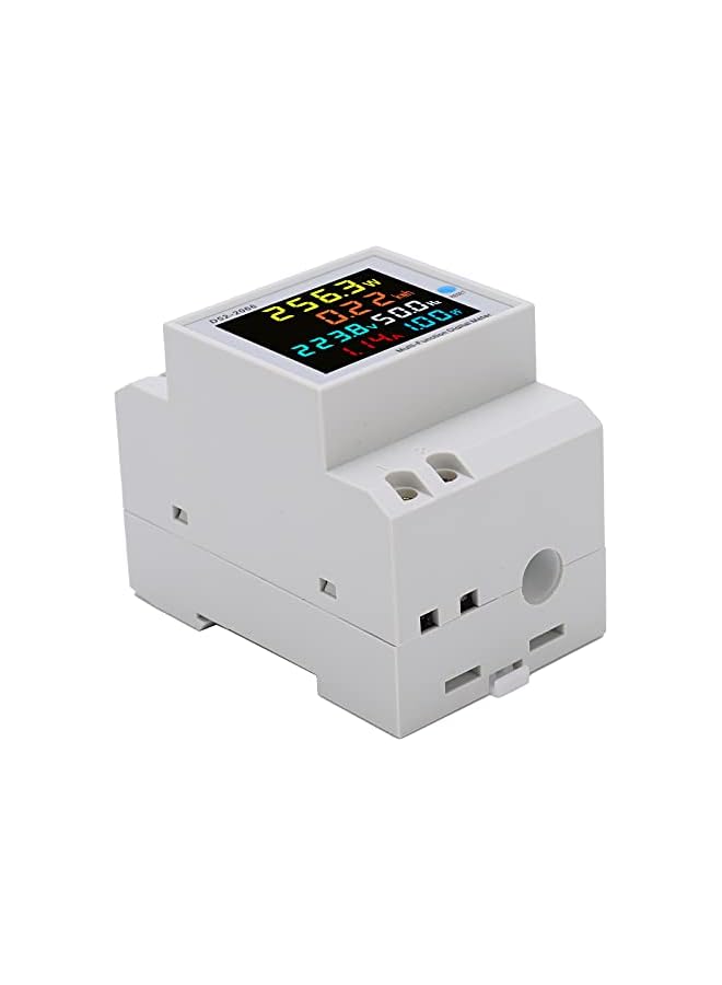 promass Single Phase Energy Meter Tester Rail Electricity Usage Monitor AC 40-300V 100A LCD Voltmeter Ammeter Voltage Amps Watt Kwh Frequency Power Factor Meter Multimeter - Image 3