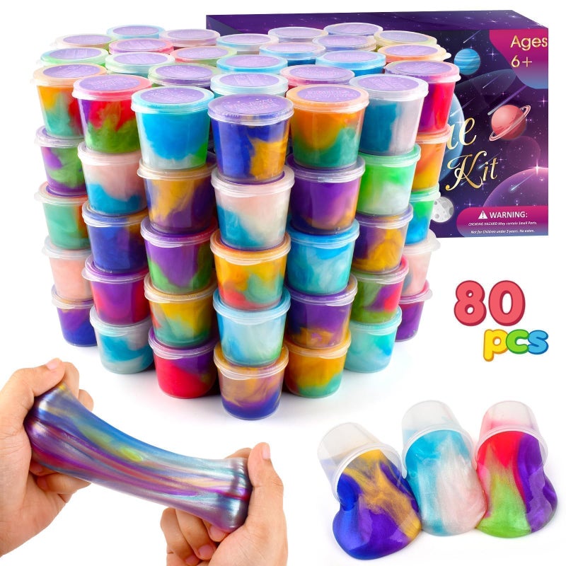 TITRITH 80 Pack Slime Party Favors Kit Mini Galaxy Bulk Slime Stretchy Stress Relief for Kids 812 Soft Putty Toy Girls and Boys Classroom Reward Birthday Goodie Bag Stuffers - Image 4