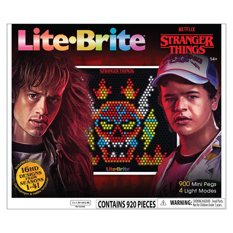 Basic Fun Lite-Brite Stranger Things Special Edition - Demogorgon Hunters - Amazon Exclusive - High-Definition Grid, 16 HD Templates, 900 Mini Pegs, Stickers, Branded Storage Pouch, Ages 14+ - Image 1