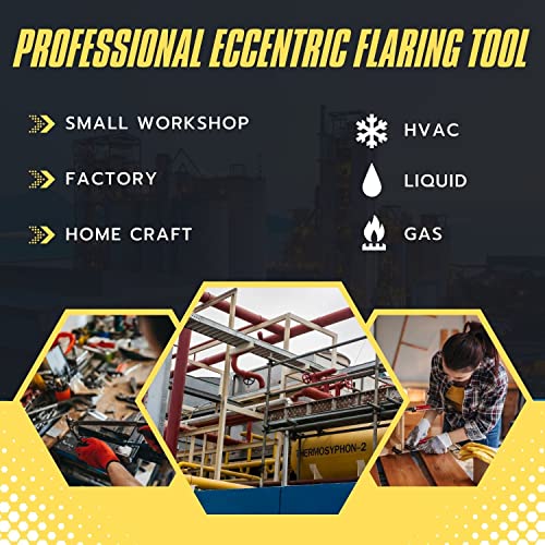 Flexzion Flaring Tools Set Tubing Pipe 8 Dies Sizes 3/16-3/4inch 45 Degree Angle Eccentric Cone Type Kit with Copper Brass Aluminum Mild Steel for Water Gas Refrigeration Brake Line Applications - Image 2