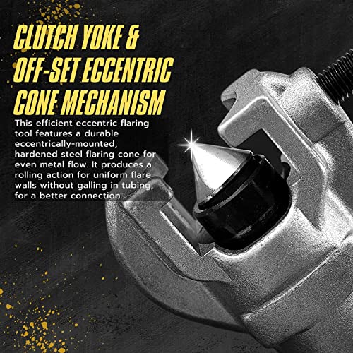 Flexzion Flaring Tools Set Tubing Pipe 8 Dies Sizes 3/16-3/4inch 45 Degree Angle Eccentric Cone Type Kit with Copper Brass Aluminum Mild Steel for Water Gas Refrigeration Brake Line Applications - Image 5