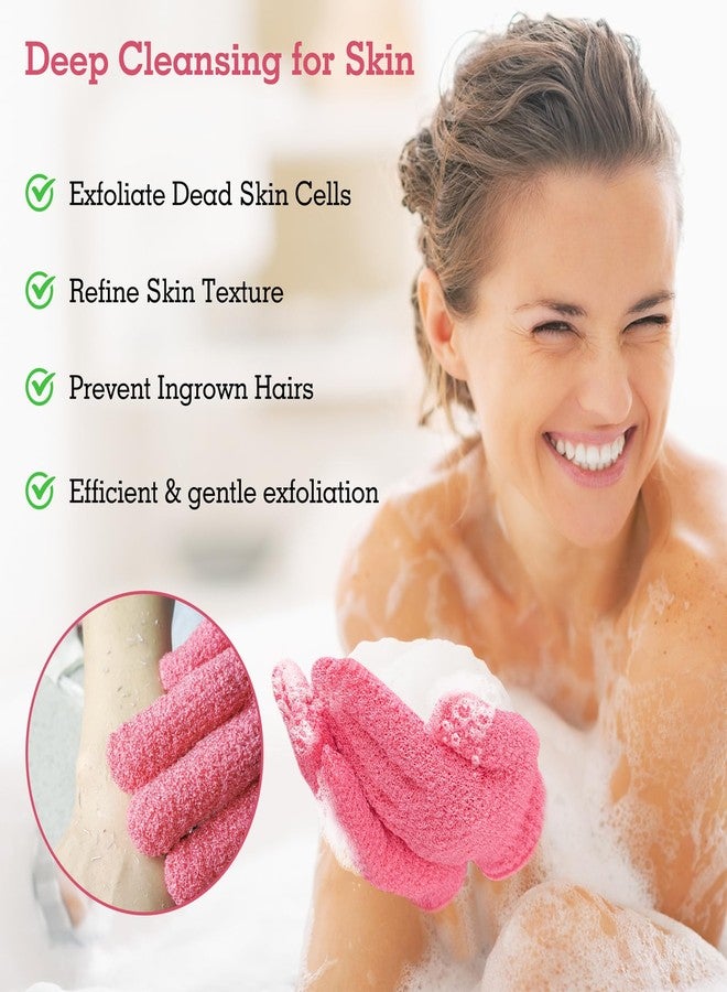 Evridwear Exfoliating Gloves for Shower, 100% Nylon Thick Soft Medium Heavy Bathing Gloves Dead Skin Remover Body Scrubber Smooth Skin with Hang Loop (Hot Pink Deep Exfoliation- 3 Pairs) - Image 3