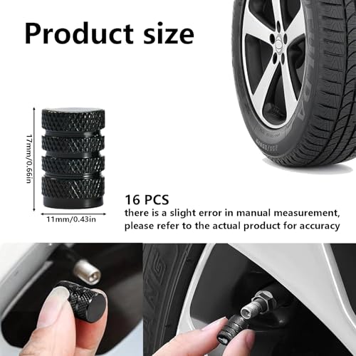 Zytiqt 16PCS Car Tyre Valve Caps, Black Threaded Valve Stem Caps for Cars, Durable Wheel Accessories to Protect Tyre Nozzle from Dust and Corrosion - Image 2