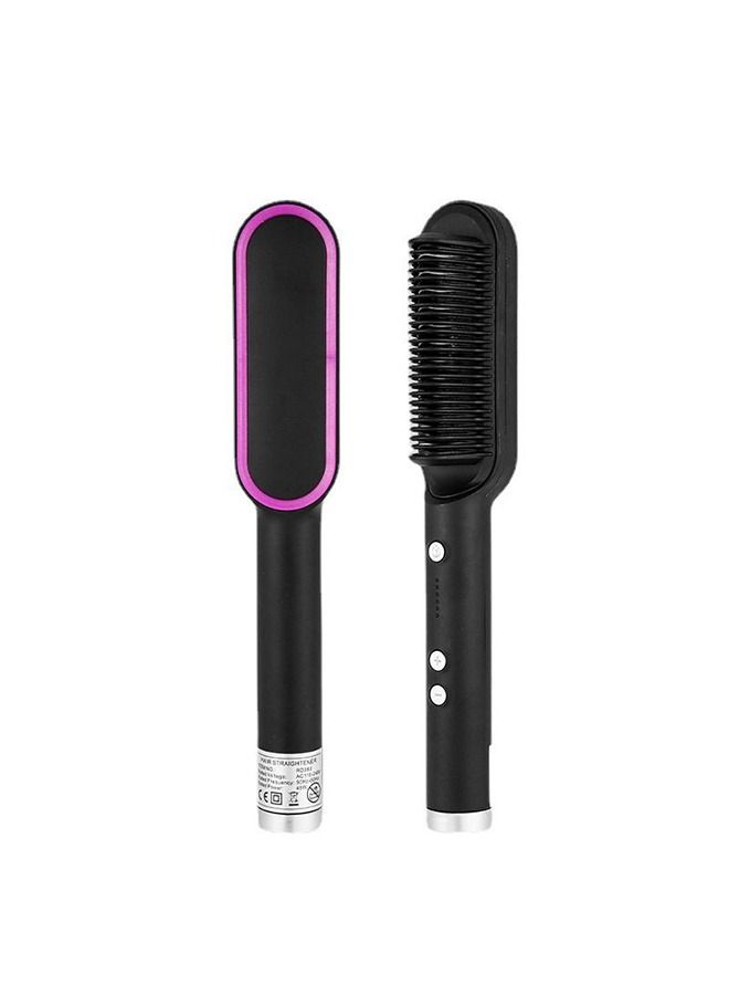 Arabest Hair Straightening Brush Negative Ion Anti-Scald Straightening Brush for Frizzy Fast Heating Hair Styling Straightener Black - Image 1