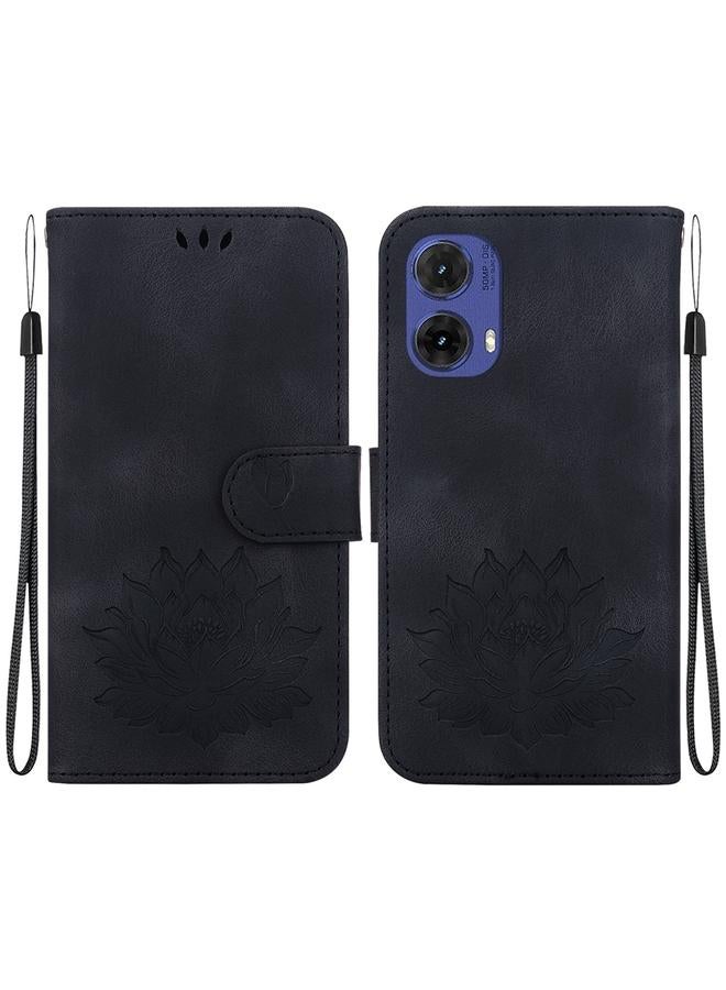 S-TOP Case For Motorola Moto G85 Lotus Embossed Leather Phone Case - Image 1
