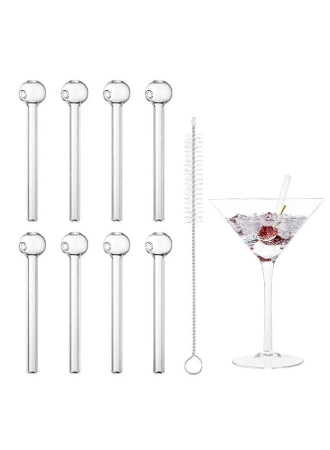 8-Pack Blue Reusable Glass Drinking Straws with 1 Cleaning Brush – Shatter-Resistant, Dishwasher Safe, Eco-Friendly – Ideal for Juice, Cocktails, Coffee, Family Gatherings & Parties  - Image 1