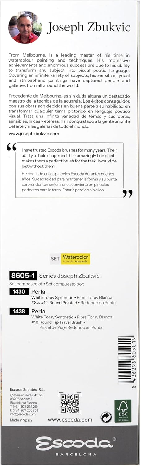 Escoda Signature Series Artist Watercolor Brush Set Joseph Zbukvic Set 2 Aquario Squirrel Round Mop Size 14  18 - Image 2