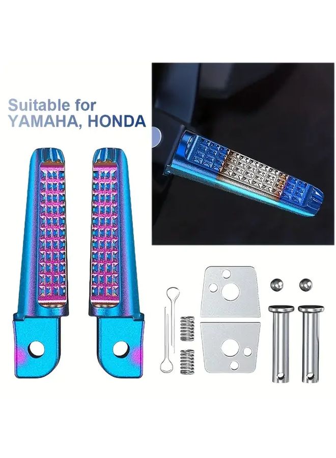 Blue Gold Anti Slip Motorcycle Rear Foot Pegs Passenger Footrest Platform Durable - Image 4