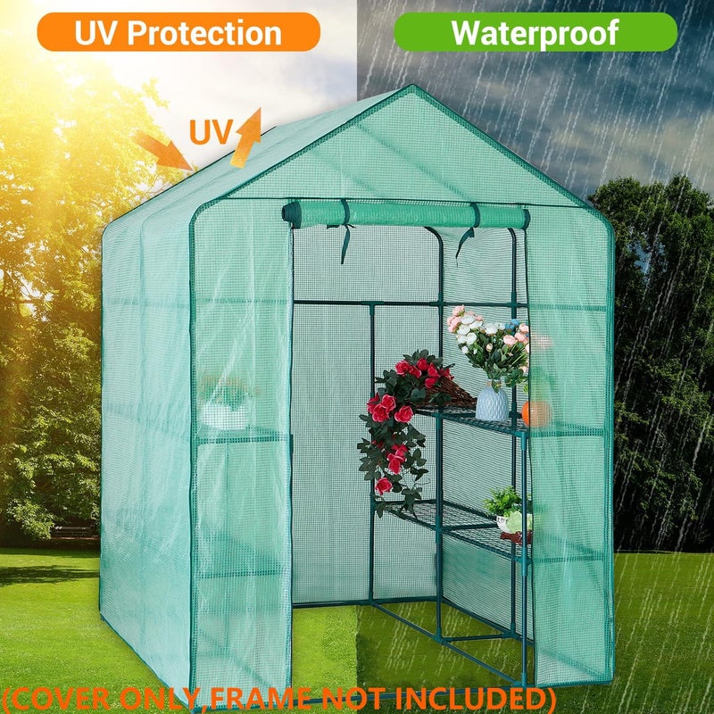 TENTOPMIC Greenhouse Replacement Cover, 56Ã—56Ã—76 Inch PE Walk-in Greenhouse Cover for Gardening Plants w/Roll-Up Zipper Door, Waterproof Frost Protection Wind Rain Proof, Easy Assembly (No Frames Include) - Image 5