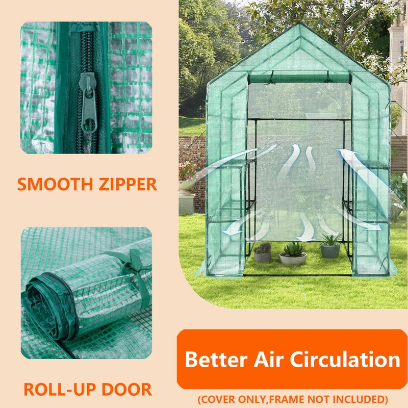 TENTOPMIC Greenhouse Replacement Cover, 56Ã—56Ã—76 Inch PE Walk-in Greenhouse Cover for Gardening Plants w/Roll-Up Zipper Door, Waterproof Frost Protection Wind Rain Proof, Easy Assembly (No Frames Include) - Image 3