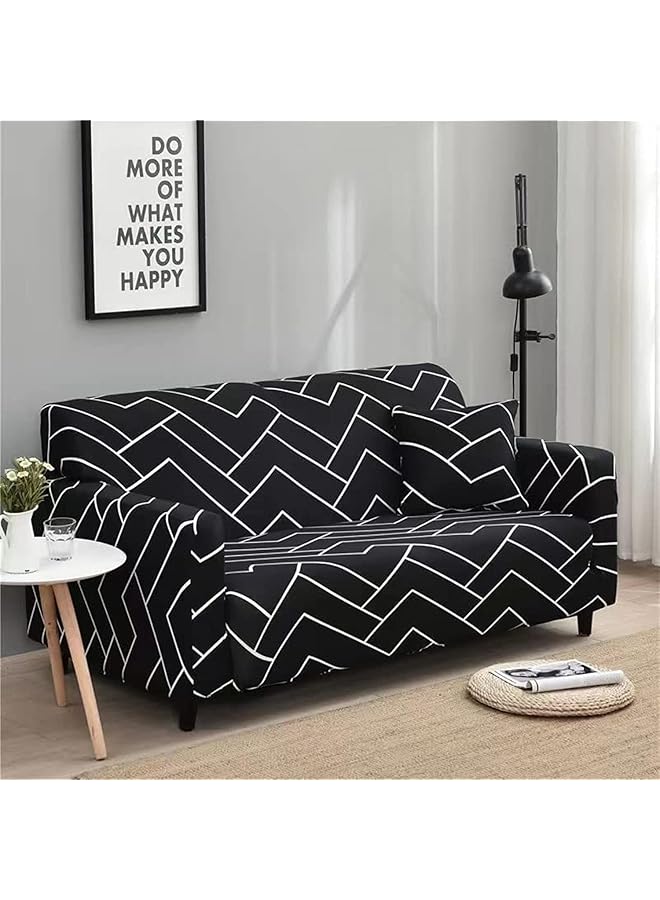 The Bros 1 Seater Cotton Stretch Sofa Slipcover Fashion Geometric Style All-inclusive Stretch Universal Sofa Cover Slipcover Washable Anti-Skid Stretch (Single seats) - Image 1
