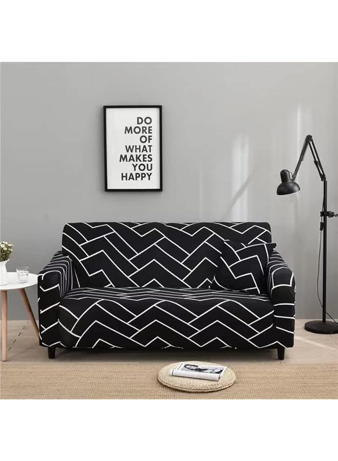 The Bros 1 Seater Cotton Stretch Sofa Slipcover Fashion Geometric Style All-inclusive Stretch Universal Sofa Cover Slipcover Washable Anti-Skid Stretch (Single seats) - Image 2