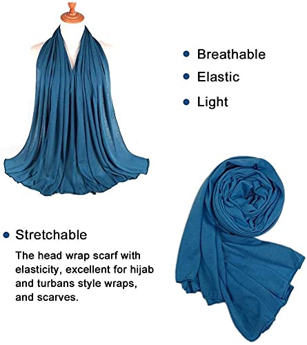 Youme 4 Packs Stretch Jersey Turban Head Wrap Scarf African Headwraps for Women Head Wraps Long Hair Scarf Ultra Soft Breathable Solid Color Turban Tie Large Headband (Black Dark Grey Light Brown Blue) - Image 2