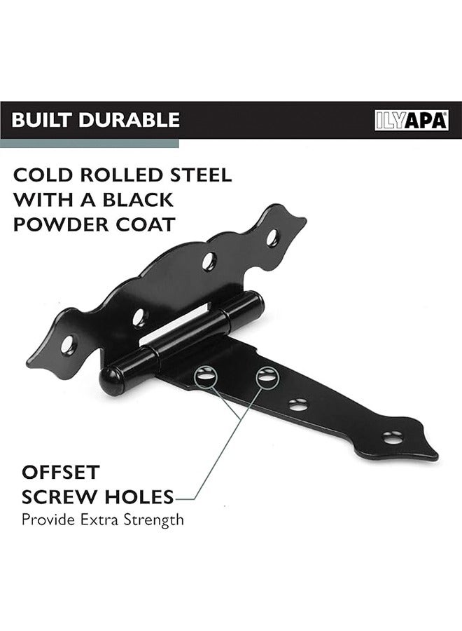 2Pcs Metal Gate Hinges T Hinges Heavy Duty 5 Inch Decorative Outdoor Strap Hinges Shed Hinges Heavy Duty Rustproof Garden Gate Hinges Fitting for Barn Door Shed or Wooden Fences Black - Image 2