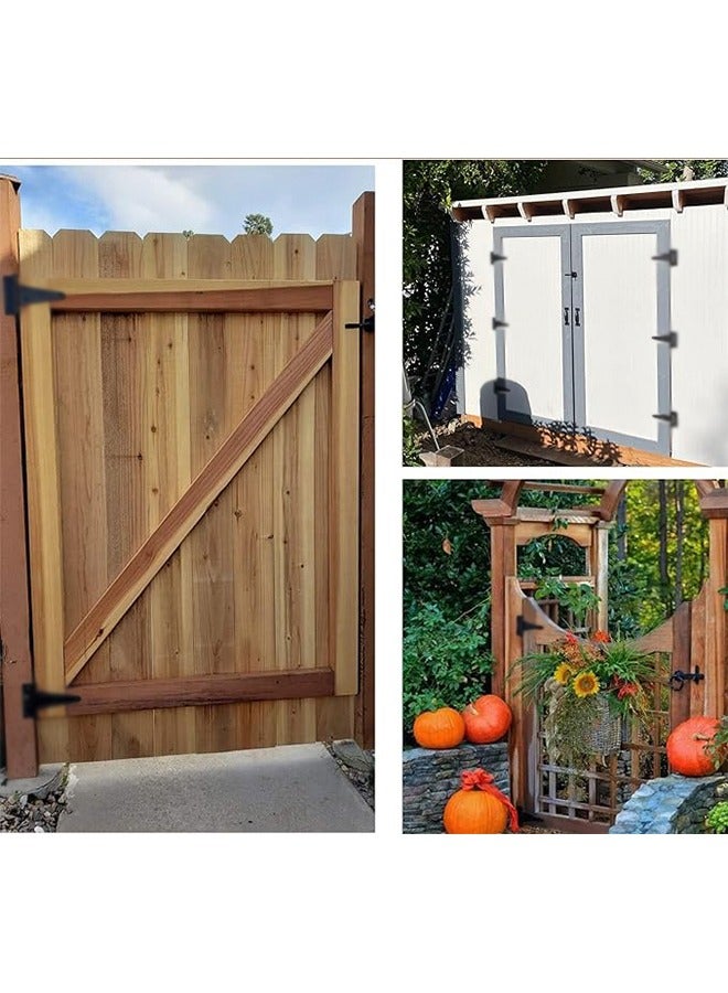 2Pcs Metal Gate Hinges T Hinges Heavy Duty 5 Inch Decorative Outdoor Strap Hinges Shed Hinges Heavy Duty Rustproof Garden Gate Hinges Fitting for Barn Door Shed or Wooden Fences Black - Image 4