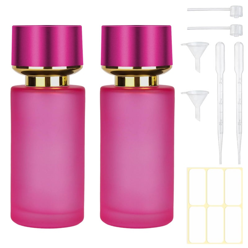 Gsteng 2pcs 50ml Glass Spray Bottle for Perfume,Refillable Travel Perfume Atomizer Bottles,Pink Portable Cologne Atomizer Empty Bottle.(Pink*2) - Image 1