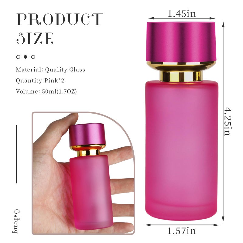 Gsteng 2pcs 50ml Glass Spray Bottle for Perfume,Refillable Travel Perfume Atomizer Bottles,Pink Portable Cologne Atomizer Empty Bottle.(Pink*2) - Image 2