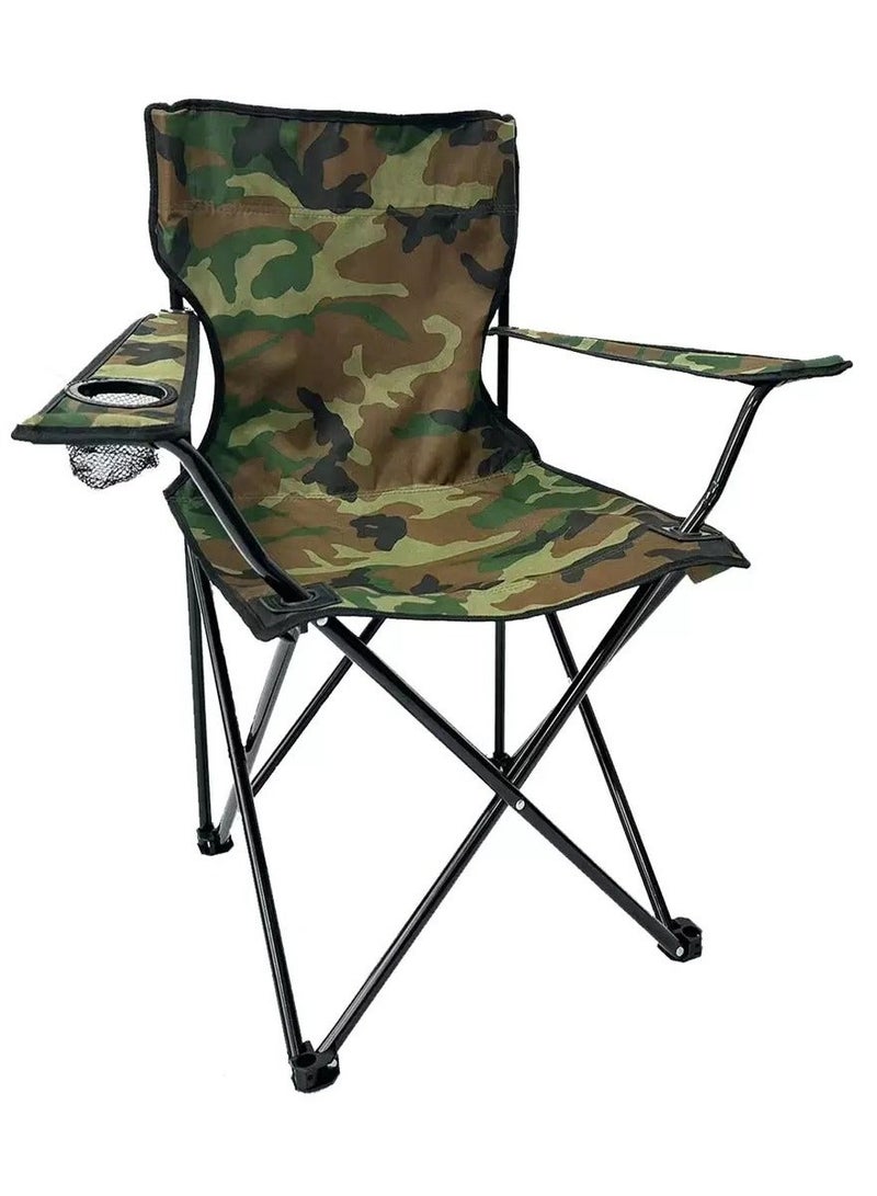 Desert Storm Folding Chair | Anti-Stain Camo Outdoor Chair (50×50×82cm) | Sandproof & Durable + Cup Holder Armrests |Suitable for Desert & Beach Use - Image 4