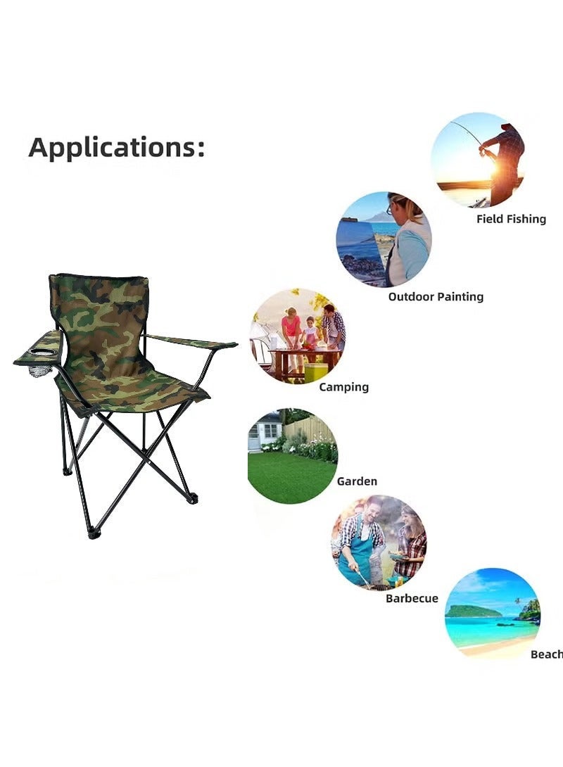 Desert Storm Folding Chair | Anti-Stain Camo Outdoor Chair (50×50×82cm) | Sandproof & Durable + Cup Holder Armrests |Suitable for Desert & Beach Use - Image 3
