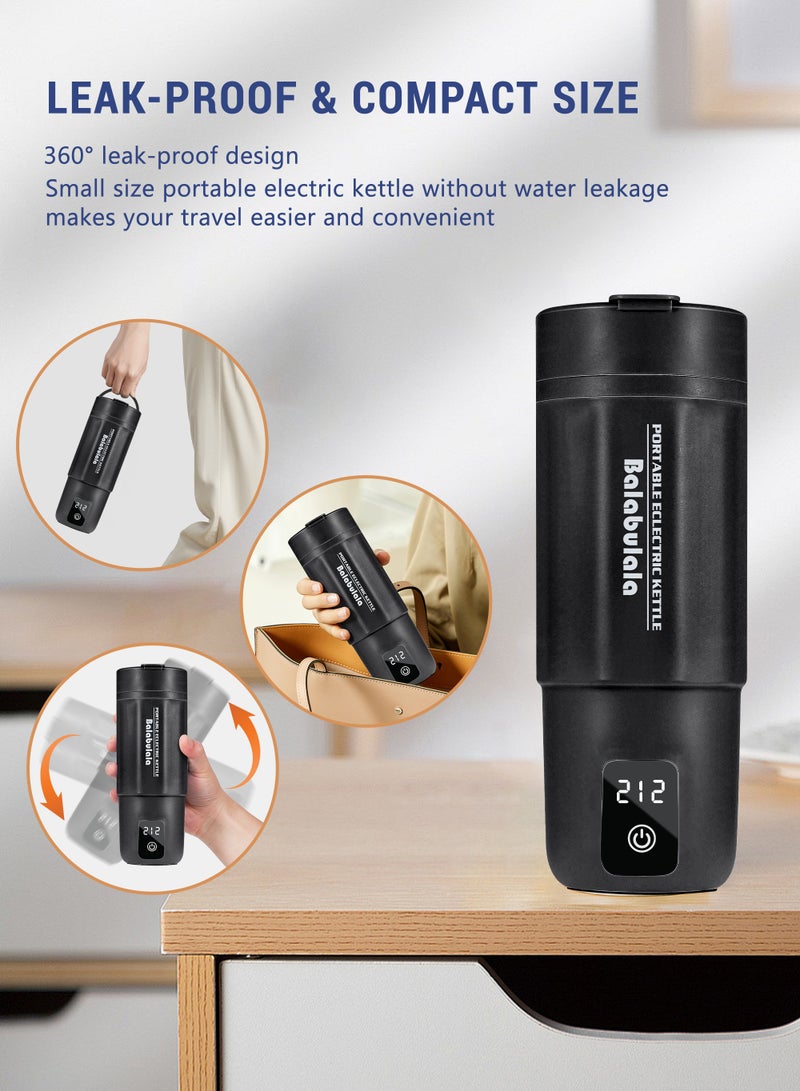 بالابولالا غلاية كهربائية للسفر ، غلاية مياه محمولة 500 مل مع 6 إعدادات مسبقة متغيرة ، غلاية كهربائية شخصية صغيرة مع مراقبة درجة الحرارة الدافئة والحماية الجافة من الغلي الأسود. - Image 2