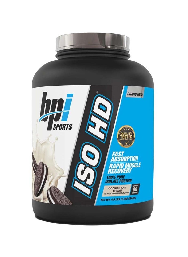 BPI SPORTS Iso HD 100% Pure Isolate Protein, Cookies and Cream, 69 Serving
